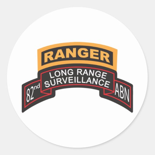 82nd Airborne LRS Scroll Ranger Tab Classic Round Sticker