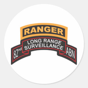 82nd Airborne LRS Scroll, Ranger Tab Classic Round Sticker