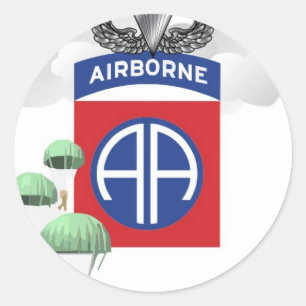 82nd Airborne, Paratroopers, Senior Jump Wings Classic Round Sticker