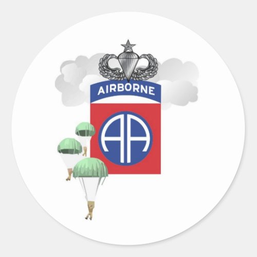 82nd Airborne Paratroopers Senior Jump Wings Classic Round Sticker