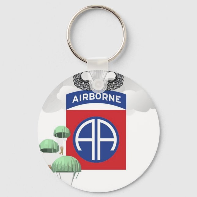 82nd Airborne, Paratroopers, Senior Jump Wings Keychain (Front)