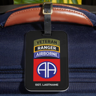82nd Airborne Ranger Veteran Tab Patch Luggage Tag
