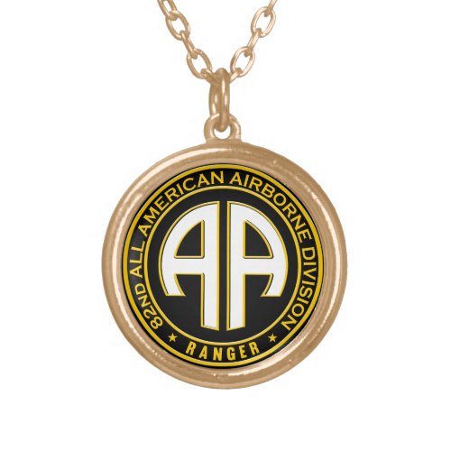 82nd All American Airborne Ranger Casual Patch Gold Plated Necklace