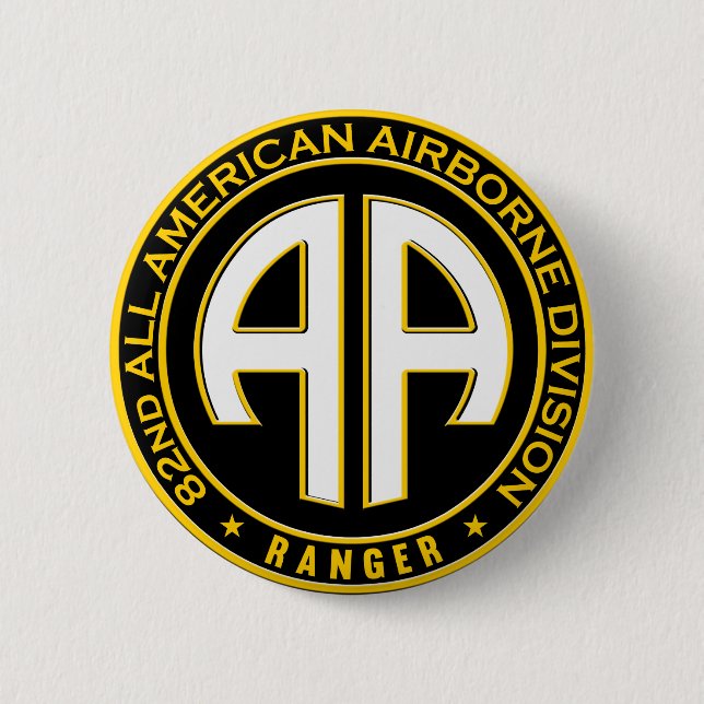 82nd All American Airborne Ranger Casual Patch Pinback Button (Front)