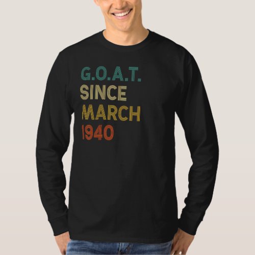 82nd Birthday 82 Years Old Goat Since March 1940 T_Shirt