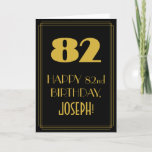 [ Thumbnail: 82nd Birthday ~ Art Deco Inspired Look "82" & Name Card ]