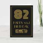 [ Thumbnail: 82nd Birthday: Art Deco Inspired Look "82" & Name Card ]