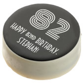 82nd Birthday - Art Deco Inspired Look "82", Name Chocolate Covered Oreo (Angled)