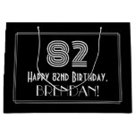 [ Thumbnail: 82nd Birthday — Art Deco Inspired Look "82" & Name Gift Bag ]