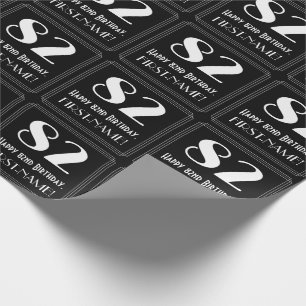 82nd Birthday - Art Deco Inspired Look "82", Name Wrapping Paper
