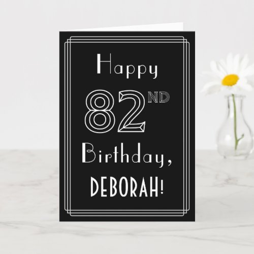82nd Birthday Art Deco Style  82  Custom Name Card