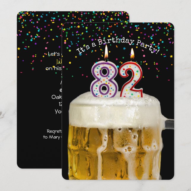 82nd Birthday Beer Party Invitation (Front/Back)