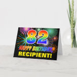 [ Thumbnail: 82nd Birthday: Bold, Fun, Fireworks, Rainbow 82 Card ]