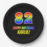 [ Thumbnail: 82nd Birthday: Bold, Fun, Simple, Rainbow 82 Paper Plates ]