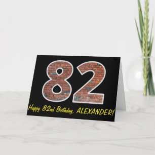 82nd Birthday - Brick Wall Pattern "82" w/ Name Card