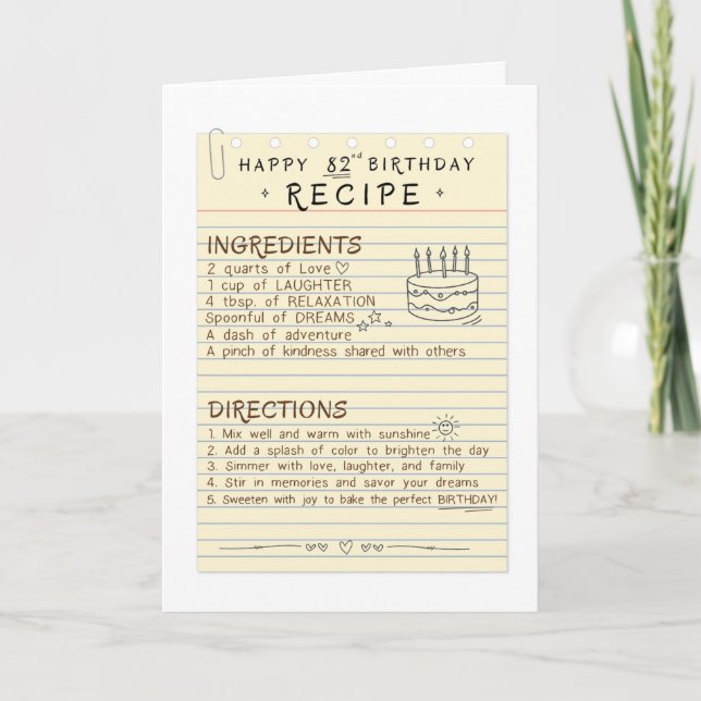 82nd Birthday Card for Mom or Grandma (Front)