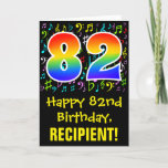 [ Thumbnail: 82nd Birthday: Colorful Music Symbols + Rainbow 82 Card ]