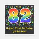 [ Thumbnail: 82nd Birthday - Colorful Music Symbols, Rainbow 82 Napkins ]