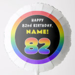 [ Thumbnail: 82nd Birthday: Colorful Rainbow # 82, Custom Name Balloon ]