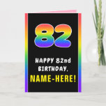 [ Thumbnail: 82nd Birthday: Colorful Rainbow # 82, Custom Name Card ]