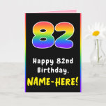 [ Thumbnail: 82nd Birthday: Colorful Rainbow # 82, Custom Name Card ]