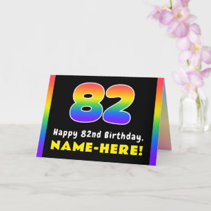 82nd Birthday: Colorful Rainbow # 82, Custom Name Card