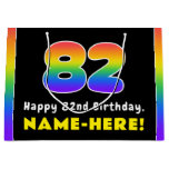 [ Thumbnail: 82nd Birthday: Colorful Rainbow # 82, Custom Name Gift Bag ]