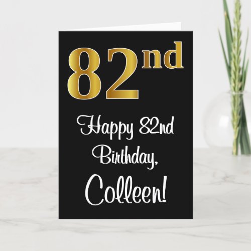 82nd Birthday  Elegant Luxurious Faux Gold Look  Card