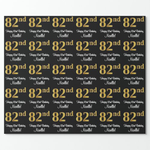 82nd Birthday Elegant Luxurious Faux Gold Look  Wrapping Paper