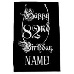 [ Thumbnail: 82nd Birthday: Fancy, Elegant Script + Custom Name Gift Bag ]