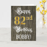 [ Thumbnail: 82nd Birthday: Faux Gold Look + Faux Wood Pattern Card ]