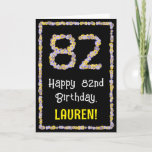 [ Thumbnail: 82nd Birthday: Floral Flowers Number, Custom Name Card ]