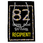 [ Thumbnail: 82nd Birthday: Floral Flowers Number, Custom Name Gift Bag ]