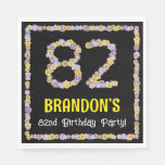[ Thumbnail: 82nd Birthday: Floral Flowers Number, Custom Name Napkins ]