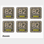 [ Thumbnail: 82nd Birthday: Floral Number, Faux Wood Look, Name Sticker ]