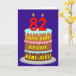 [ Thumbnail: 82nd Birthday: Fun Cake and Candles + Custom Name Card ]