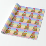 [ Thumbnail: 82nd Birthday: Fun Cake and Candles + Custom Name Wrapping Paper ]