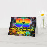 [ Thumbnail: 82nd Birthday: Fun, Colorful Celebratory Fireworks Card ]