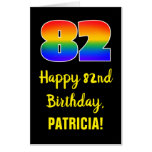 [ Thumbnail: 82nd Birthday: Fun, Colorful, Happy, Rainbow # 82 Card ]