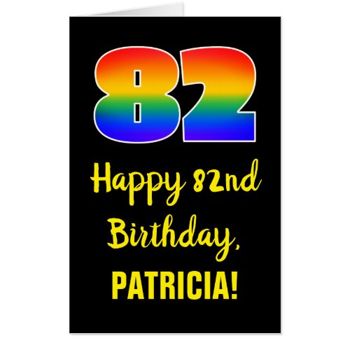 82nd Birthday Fun Colorful Happy Rainbow  82 Card