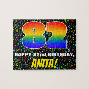 82nd Birthday — Fun, Colorful Music Symbols & “82” Jigsaw Puzzle