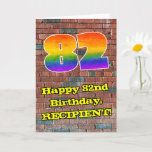 [ Thumbnail: 82nd Birthday: Fun Graffiti-Inspired Rainbow 82 Card ]