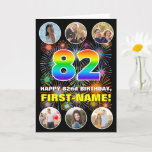[ Thumbnail: 82nd Birthday: Fun Rainbow #, Custom Name & Photos Card ]