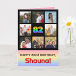 [ Thumbnail: 82nd Birthday: Fun Rainbow #, Custom Photos + Name Card ]