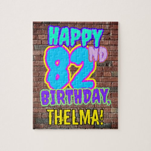 82nd Birthday  Fun Urban Graffiti Inspired Look Jigsaw Puzzle