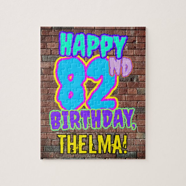 82nd Birthday ~ Fun, Urban Graffiti Inspired Look Jigsaw Puzzle (Vertical)