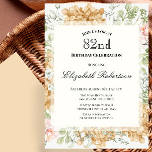 82nd Birthday Invitation in Elegant Autumn Colors