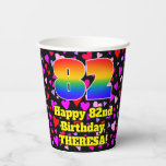 [ Thumbnail: 82nd Birthday: Loving Hearts Pattern, Rainbow 82 Paper Cups ]