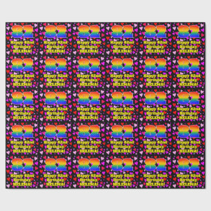 82nd Birthday: Loving Hearts Pattern, Rainbow # 82 Wrapping Paper