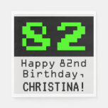 [ Thumbnail: 82nd Birthday - Nerdy / Geeky Style "82" & Name Napkins ]